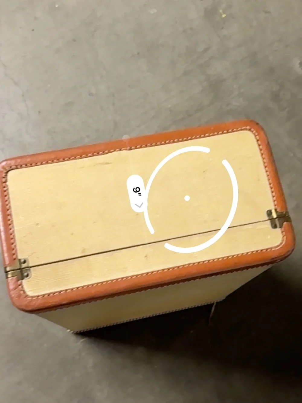 Vintage Goldpak Hard Suitcase in Tan and Brown Leather Accents